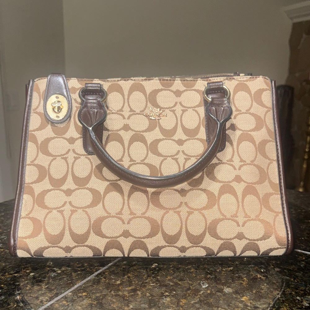 Vintage Coach Tan and Brown Signature Satchel